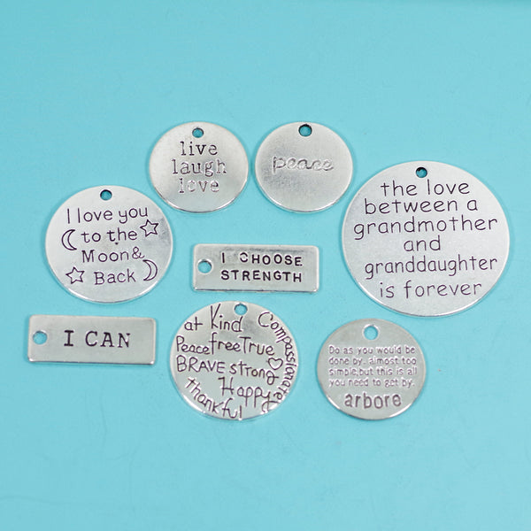 30 Pcs Wholesale Bulk Words Charm Silver-tone