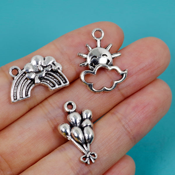 9 Pcs Bulk Wholesale Dream Theme Charm Silver Tone