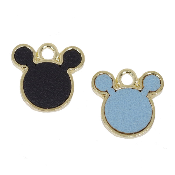 8 Pcs Mickey Leather Charm Craft Supplies 16mm x 16mm