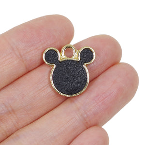 8 Pcs Mickey Leather Charm Craft Supplies 16mm x 16mm