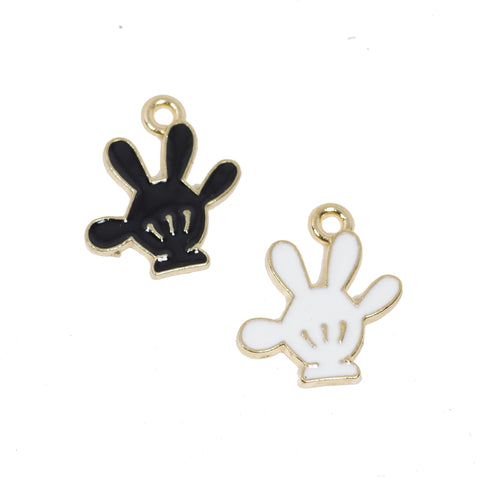 8 Pcs Cartoon Hand Charms Antique Enamel Pendant 20mm x 17mm