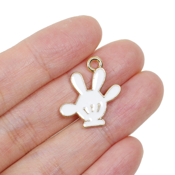 8 Pcs Cartoon Hand Charms Antique Enamel Pendant 20mm x 17mm