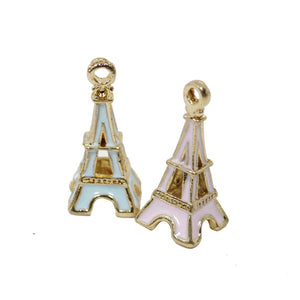 6 Pcs 3D Tower Charms Antique Enamel Pendant 23mm x 9mm x 9mm