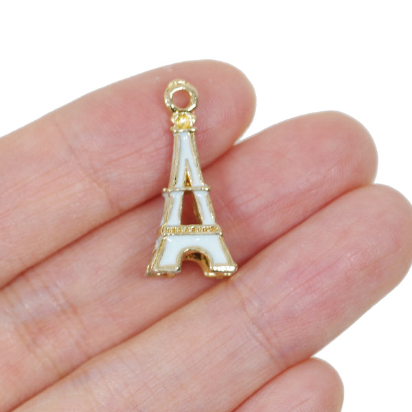 6 Pcs 3D Tower Charms Antique Enamel Pendant 23mm x 9mm x 9mm