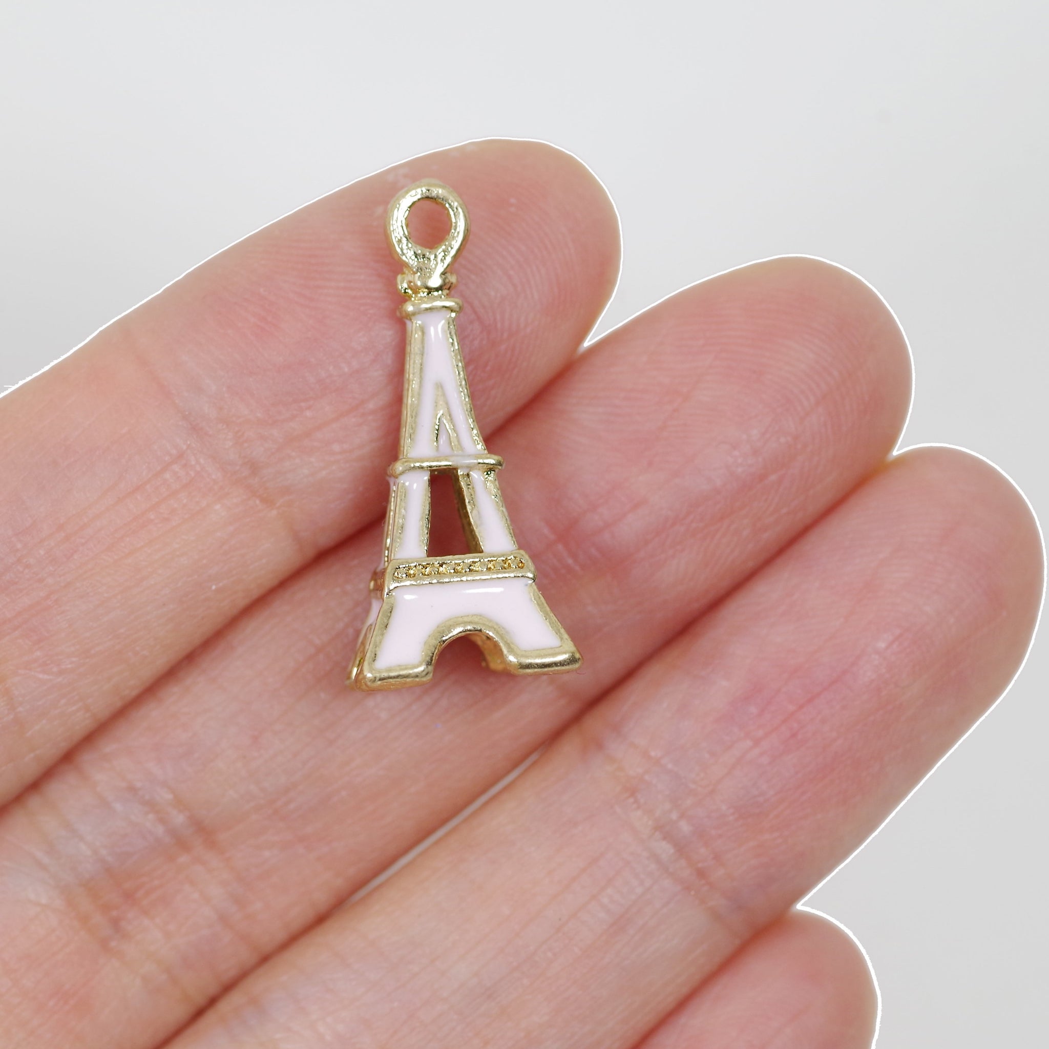 6 Pcs 3D Tower Charms Antique Enamel Pendant 23mm x 9mm x 9mm