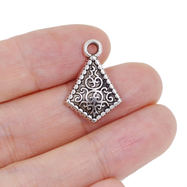 10 Pcs Vintage Diamond Charm Antique Alloy Jewelry Pendant