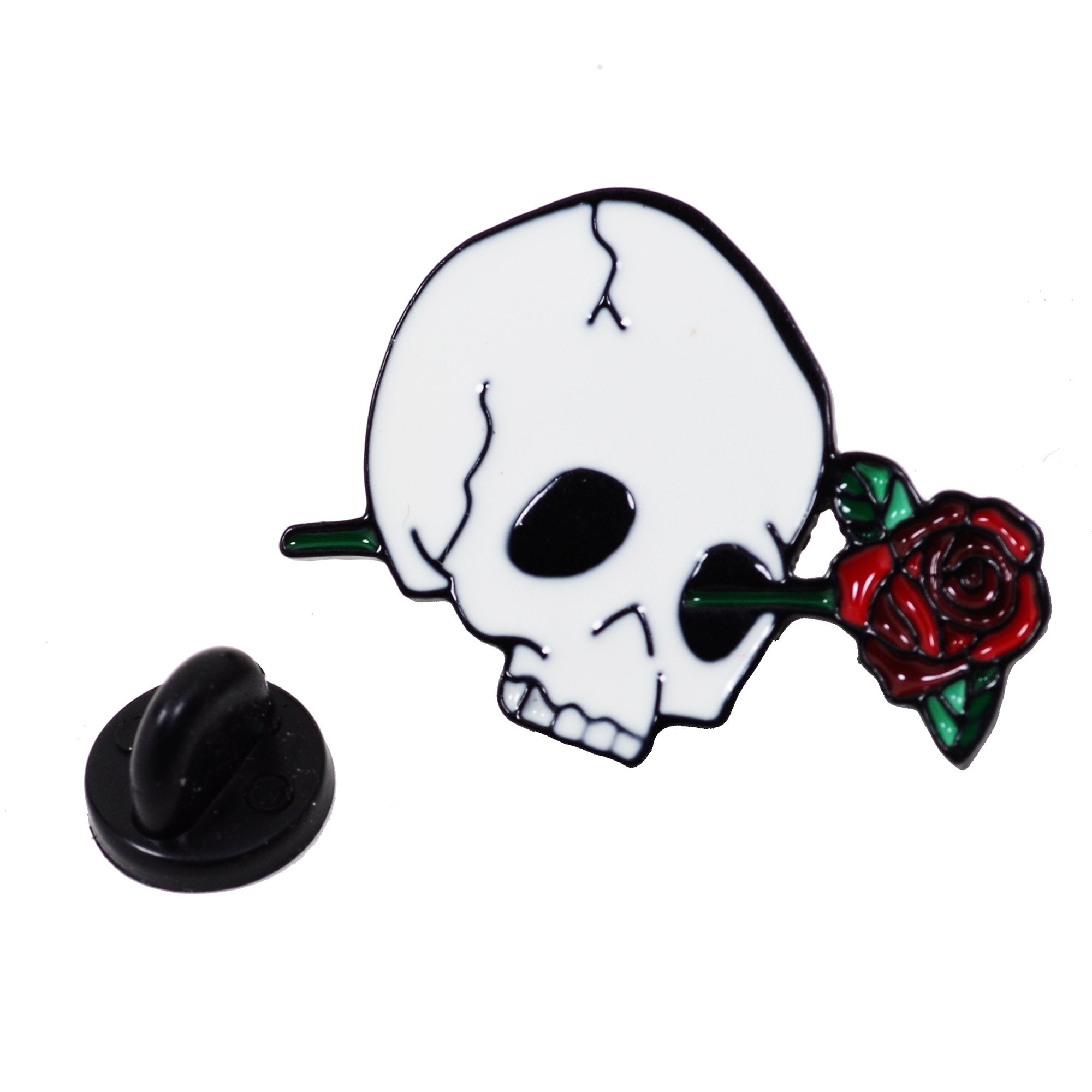 Rose In Skull‘s Eye Enamel Pin With Gift Box