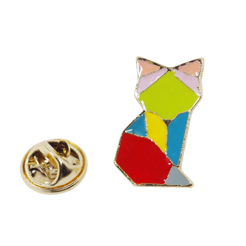 Geometric Fox Enamel Pin With Gift Box