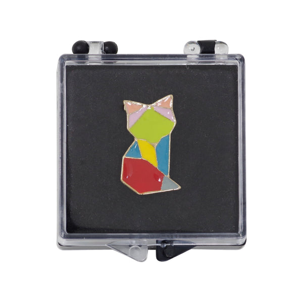 Geometric Fox Enamel Pin With Gift Box