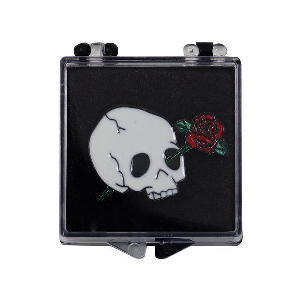 Rose In Skull‘s Eye Enamel Pin With Gift Box