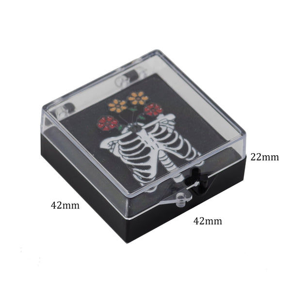 Bone With Flower Halloween Enamel Pin With Gift Box