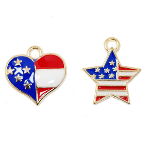 10 Pcs America Flag Charms Antique Enamel Charm Pendant