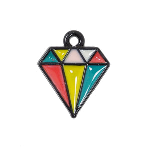 10 Pcs Colorful Diamond Shape Charms Antique Enamel Pendant 15mm x 12mm