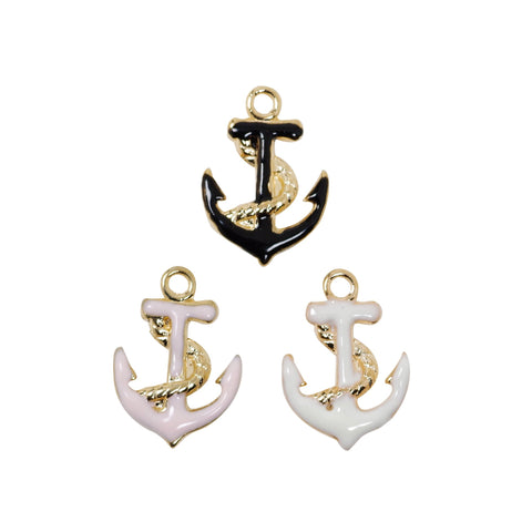 10 Pcs Anchor Lucky Charms Antique Enamel Pendant 17mm x 12mm