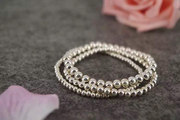 Sliver Bead Bracelet 3 Layer