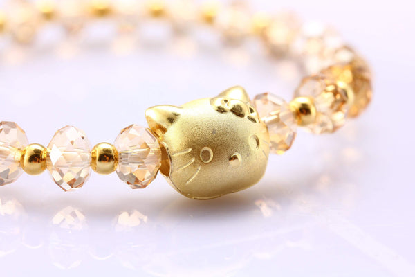 Hello Kitty Bracelet Swarovski Crystal Jewelry Bracelet Birthday Gift Golden