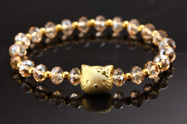 Hello Kitty Bracelet Swarovski Crystal Jewelry Bracelet Birthday Gift Golden