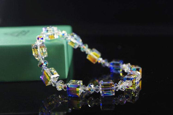 Cube Swarovski Crystal Bracelet Wedding Jewelry Clear AB Gifts for Her