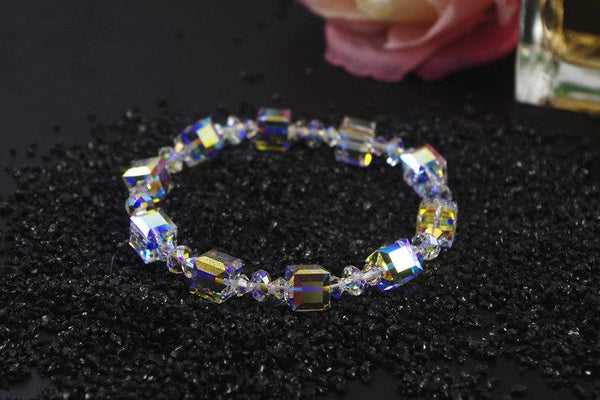 Cube Swarovski Crystal Bracelet Wedding Jewelry Clear AB Gifts for Her