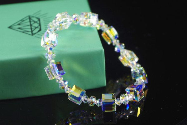 Cube Swarovski Crystal Bracelet Wedding Jewelry Clear AB Gifts for Her