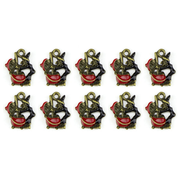 10 Piece Witch Charms Antique  Halloween Witch Enamel Pendant Zinc Alloy