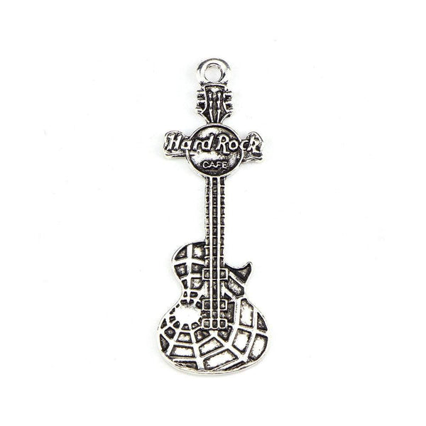 4 Piece Guitar with Web Pattern Charms Antique  Halloween Pendant Tibetan silver