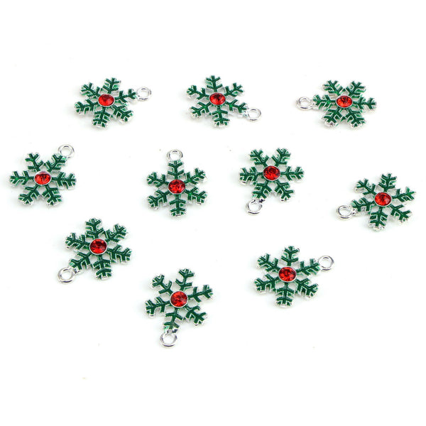 10 Pcs Christams Snowflake Enamel Charm Jewelry Bracelet Pendant