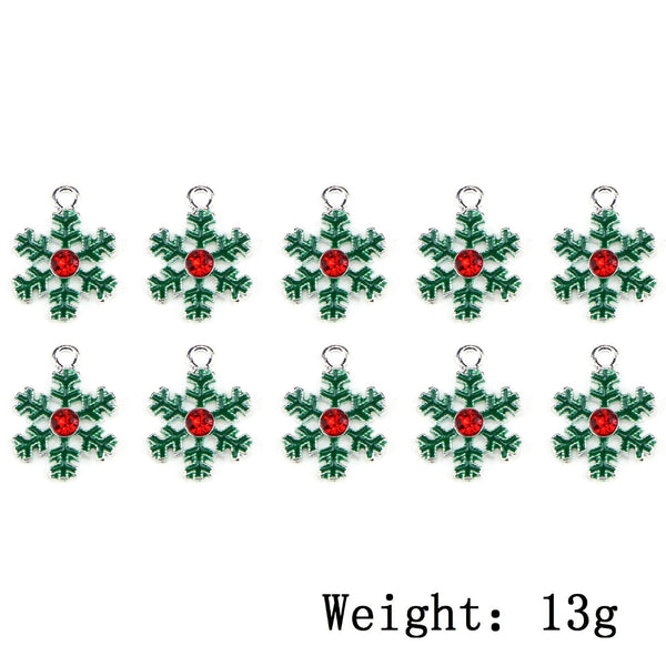 10 Pcs Christams Snowflake Enamel Charm Jewelry Bracelet Pendant