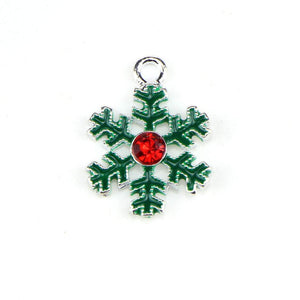 10 Pcs Christams Snowflake Enamel Charm Jewelry Bracelet Pendant