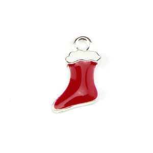 10 Pcs Christams Stocking Enamel Charm Jewelry Bracelet Pendant