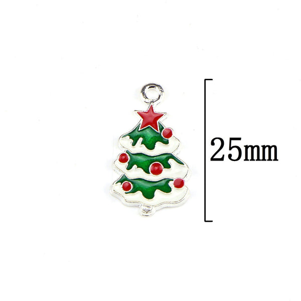 10 Pcs Christams Tree Enamel Charm Jewelry Bracelet Pendant