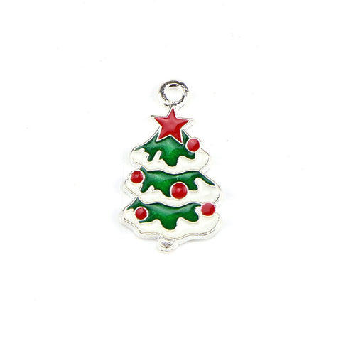 10 Pcs Christams Tree Enamel Charm Jewelry Bracelet Pendant