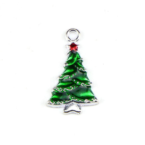 10 Pcs Christams Tree Enamel Charm Jewelry Bracelet Pendant