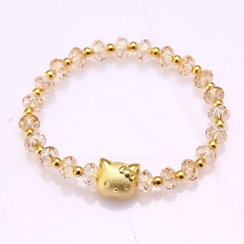 Hello Kitty Bracelet Swarovski Crystal Jewelry Bracelet Birthday Gift Golden