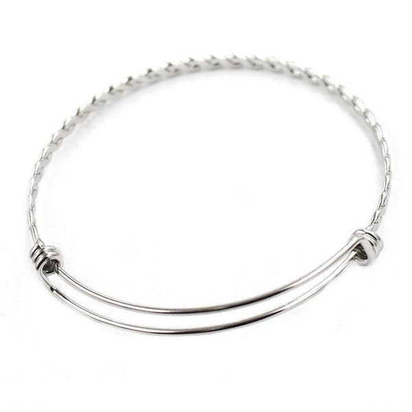 5 Pcs Twisted Stainless Adjustable Braided Bangle Bracelet Triple Loops