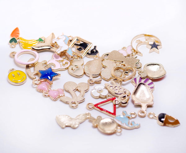 Bulk Jewelry Making Supplies, 30 PCS Cute Enamel Charm