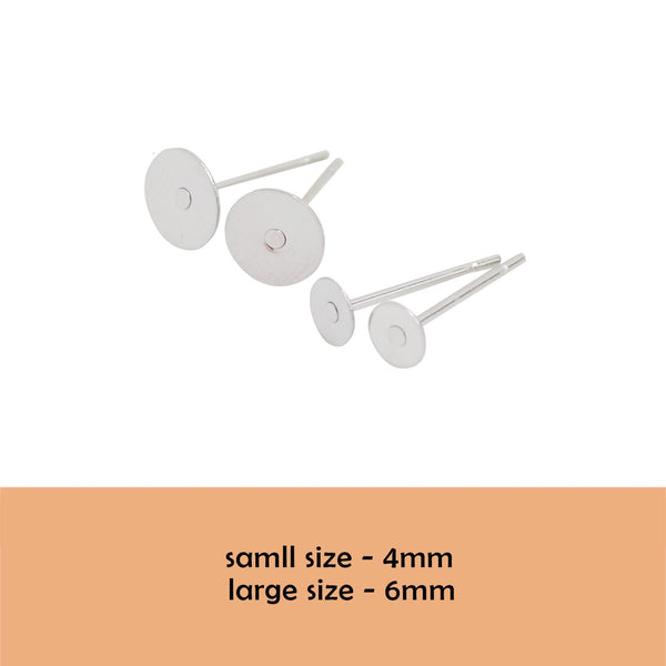 100 Pcs Stud Earring Plat Pad - 316L Stainless Steel