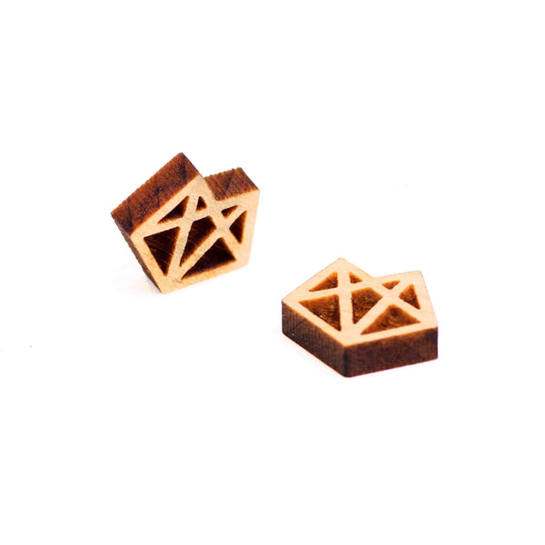 8 Pcs Geometric Heart Charm - Wooden Earring Supplies