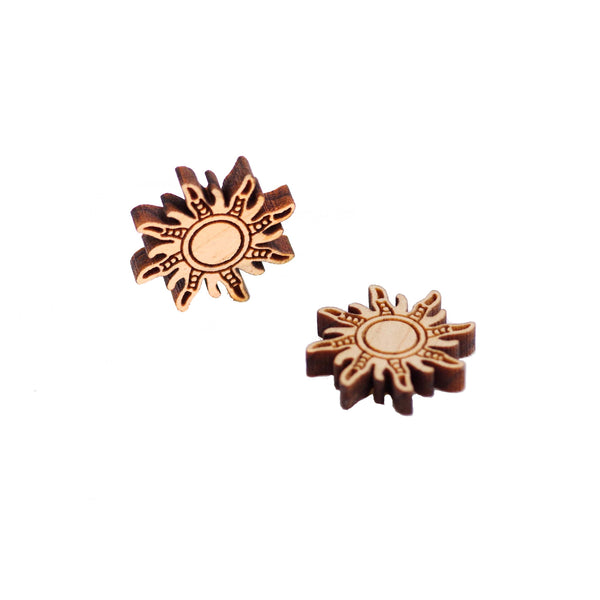 8 Pcs Geometric Sun Charm - Wooden Earring Supplies