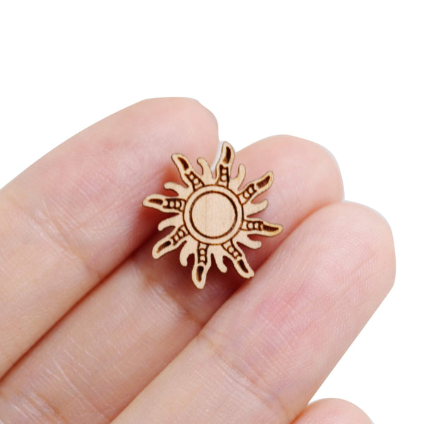 8 Pcs Geometric Sun Charm - Wooden Earring Supplies