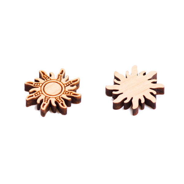 8 Pcs Geometric Sun Charm - Wooden Earring Supplies