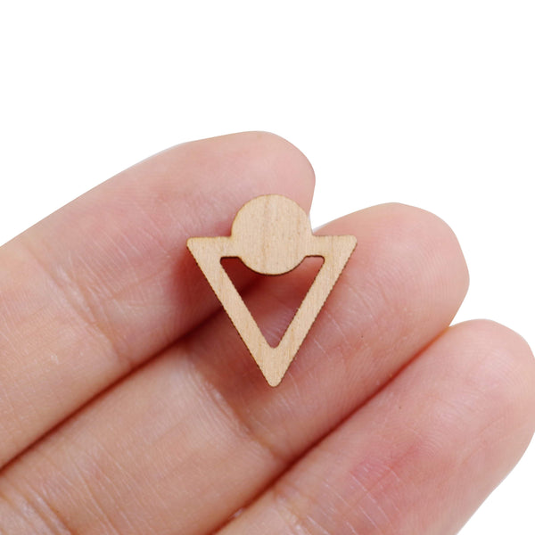 8 Pcs Geometric Triangle Charm - Wooden Earring Supplies