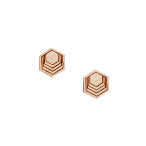 8 Pcs Wooden Hexagon Charm - Earring Supplies