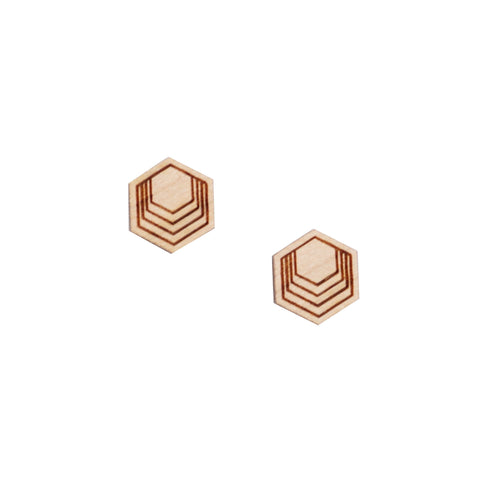 8 Pcs Wooden Hexagon Charm - Earring Supplies