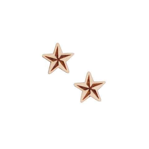 8 Pcs Wooden Star Charm - Earring Supplies