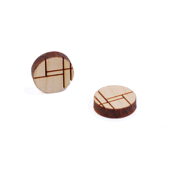 8 Pcs Wooden Circle Charm - Earring Supplies