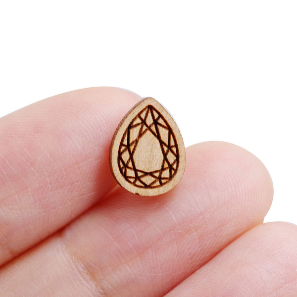 8 Pcs Wooden Waterdrop Charm - Earring Supplies