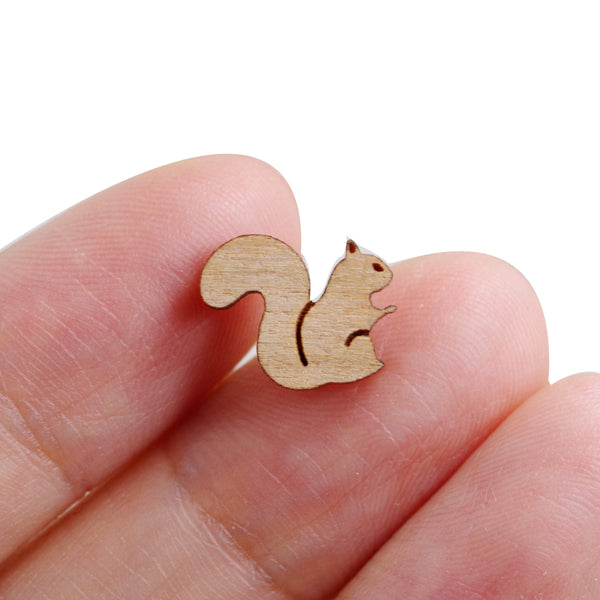8 Pcs Wooden Squirrel Charm - Earring Supplies