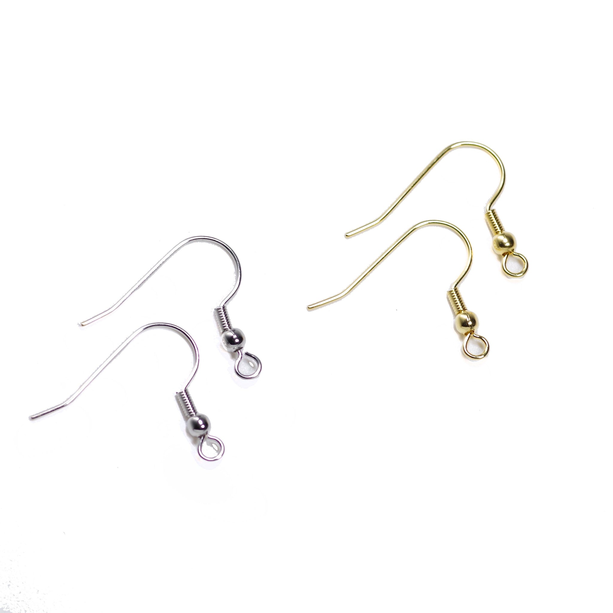 100 Pcs Gold Plated Earring Hook with Small bead