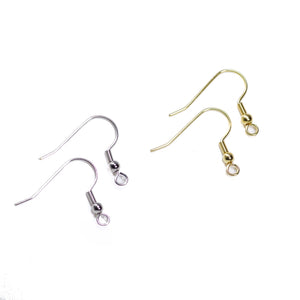 100 Pcs Gold Plated Earring Hook with Small bead